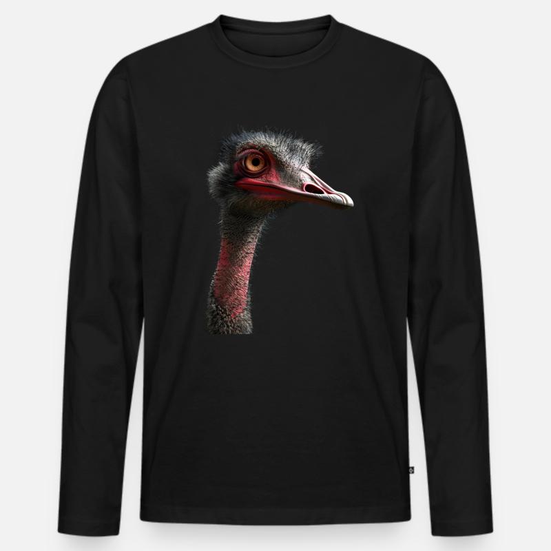 Strauß - Männer Premium Bio Langarmshirt - Schwarz