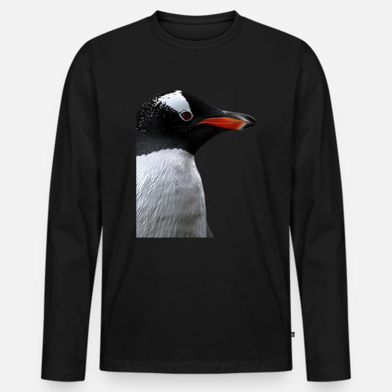 Pinguin - Männer Premium Bio Langarmshirt - Schwarz
