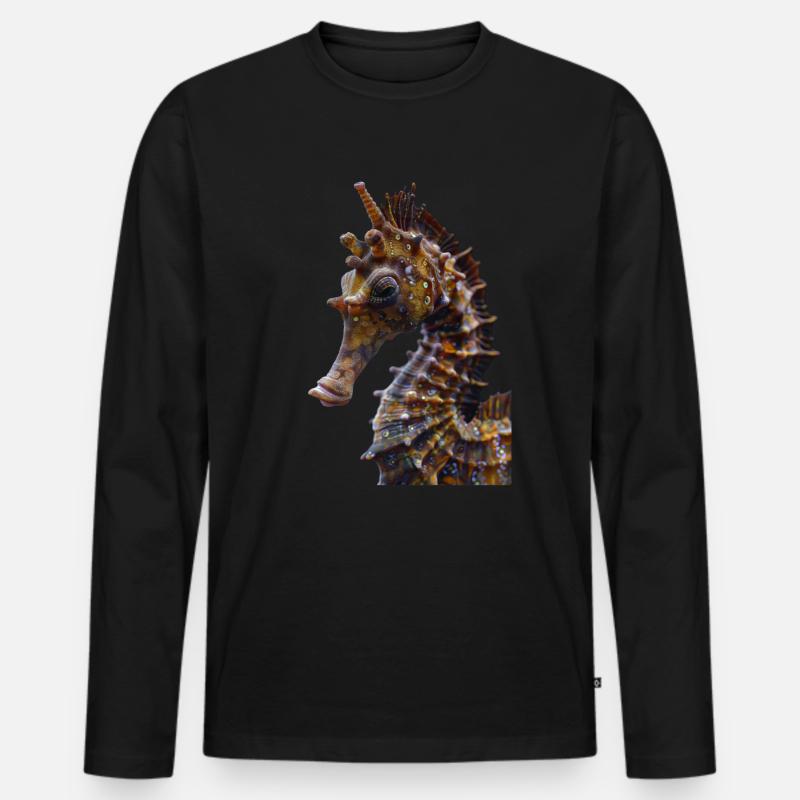 Seepferdchen - Männer Premium Bio Langarmshirt - Schwarz