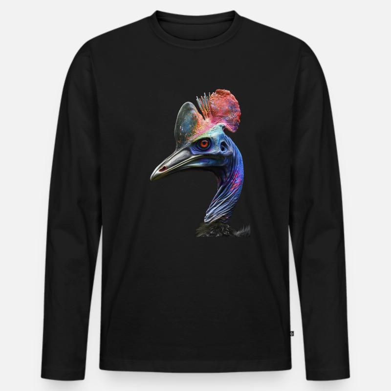 Kasuar - Männer Premium Bio Langarmshirt - Schwarz