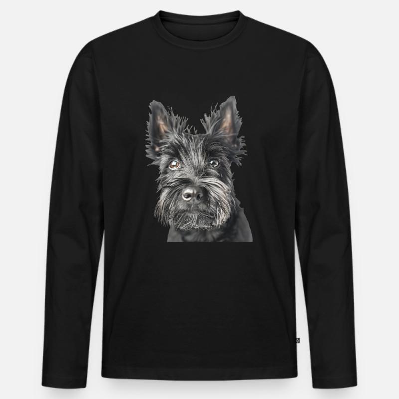 Scottish Terrier - Männer Premium Bio Langarmshirt - Schwarz