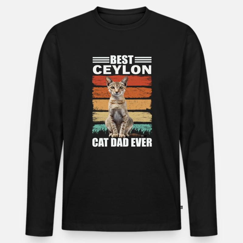 Ceylon Papa Katze - Männer Premium Bio Langarmshirt - Schwarz