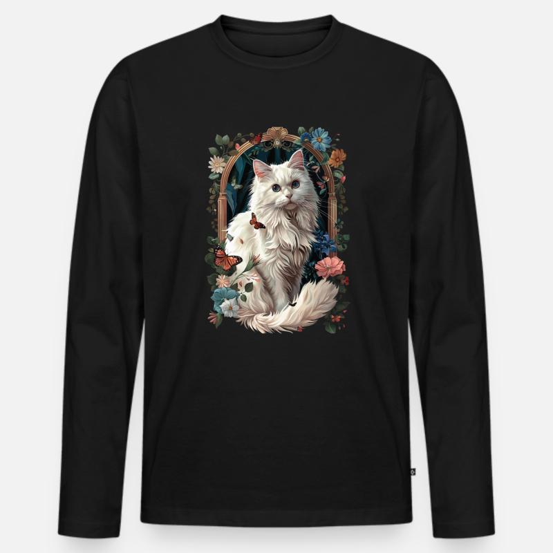Türkisch Angora Katze - Männer Premium Bio Langarmshirt - Schwarz