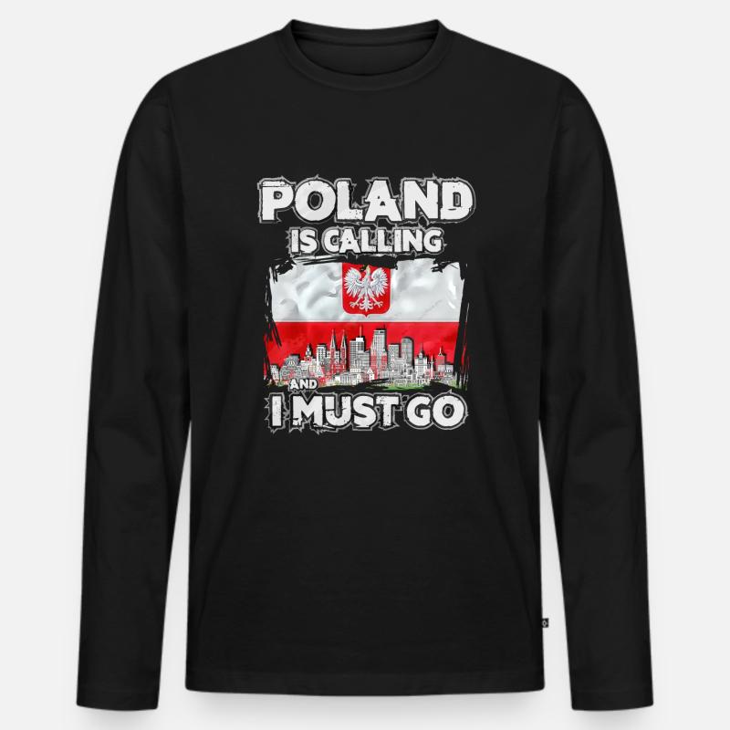 Polen - Männer Premium Bio Langarmshirt - Schwarz