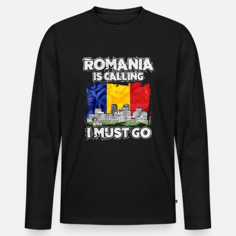 Rumänien - Männer Premium Bio Langarmshirt - Schwarz
