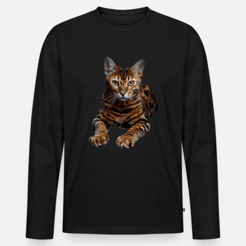 Bengal - Männer Premium Bio Langarmshirt - Schwarz