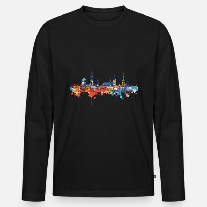 Magdeburg - Männer Premium Bio Langarmshirt - Schwarz