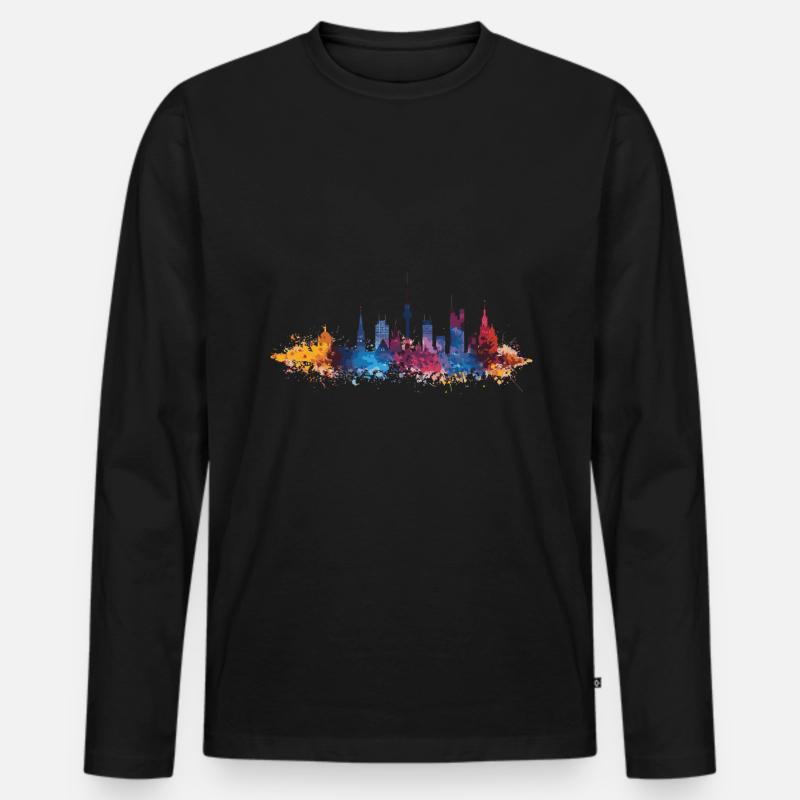 Netphen - Männer Premium Bio Langarmshirt - Schwarz