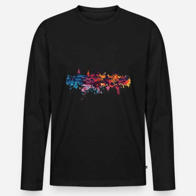 Neu-Ulm - Männer Premium Bio Langarmshirt - Schwarz