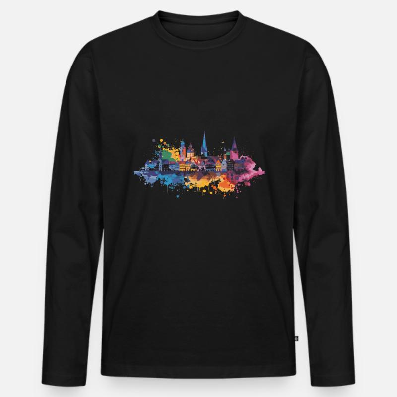 Reutlingen - Männer Premium Bio Langarmshirt - Schwarz