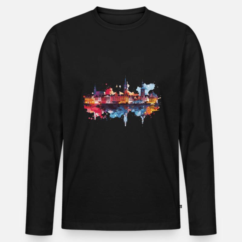Sankt Augustin - Männer Premium Bio Langarmshirt - Schwarz