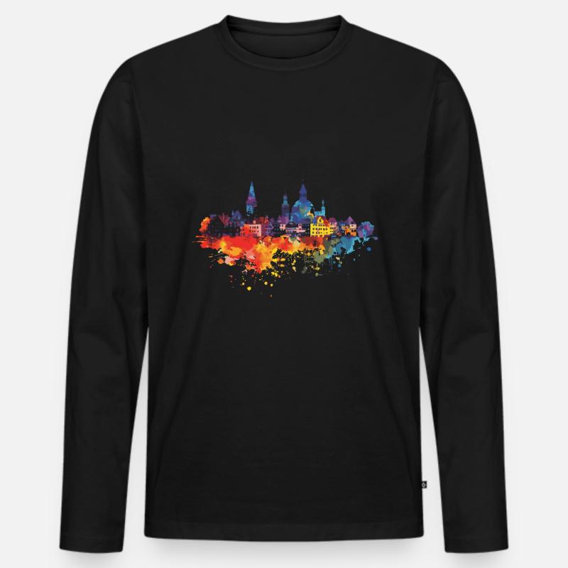 Übach-Palenberg - Männer Premium Bio Langarmshirt - Schwarz