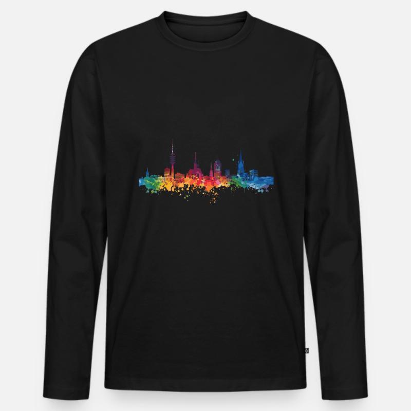 Bonn - Männer Premium Bio Langarmshirt - Schwarz