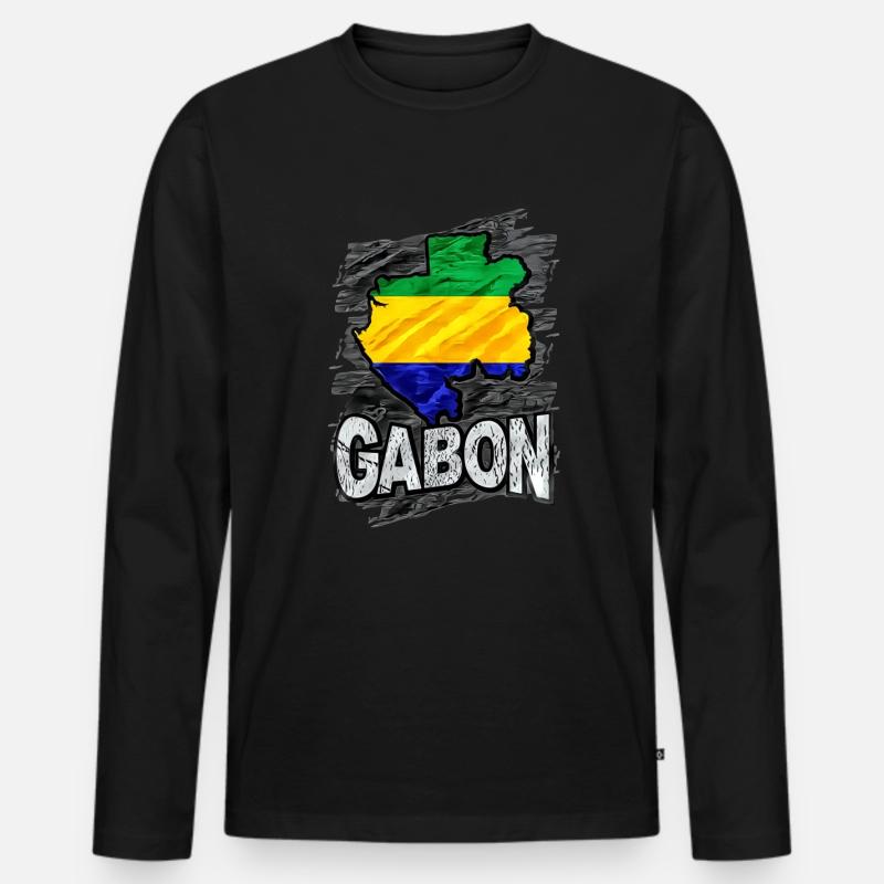 Gabun - Männer Premium Bio Langarmshirt - Schwarz