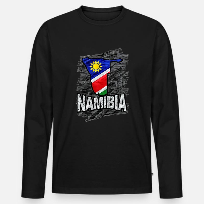 Namibia - Männer Premium Bio Langarmshirt - Schwarz