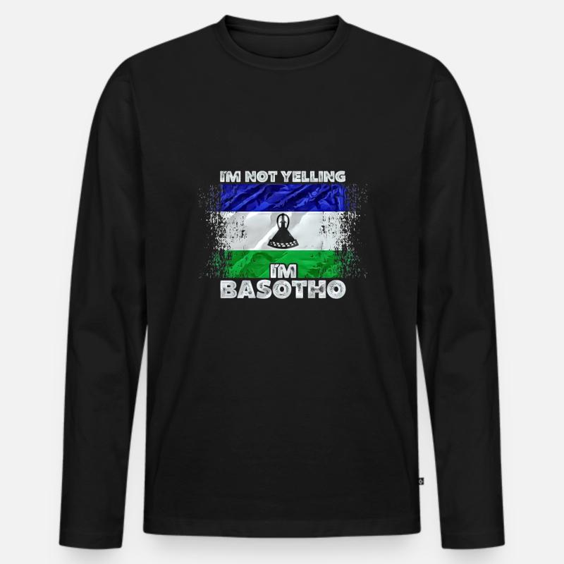 Lesotho - Männer Premium Bio Langarmshirt - Schwarz