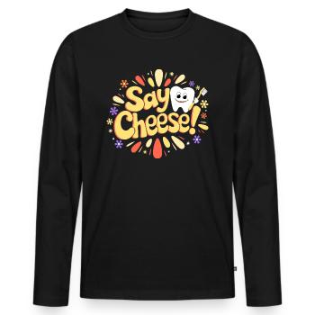 Retro Dental Humor Woman Dentist - Men's Premium Organic Long Sleeve Shirt - black - Front - Nico (187cm)