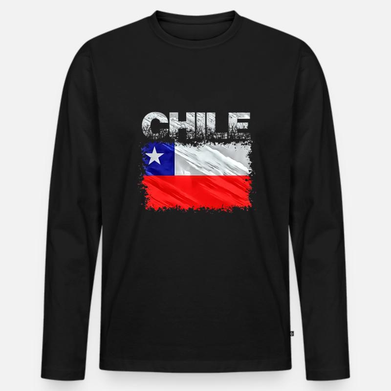 Chile - Männer Premium Bio Langarmshirt - Schwarz