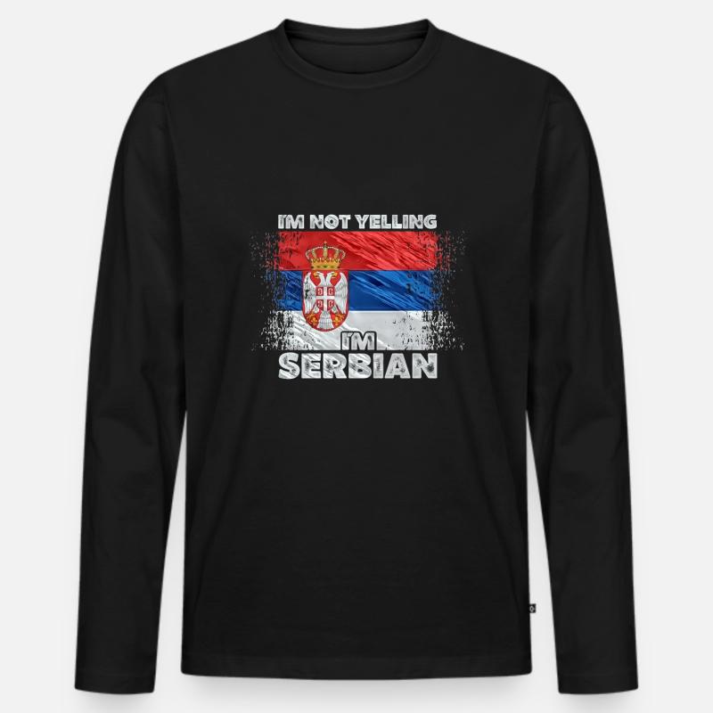 Serbien - Männer Premium Bio Langarmshirt - Schwarz