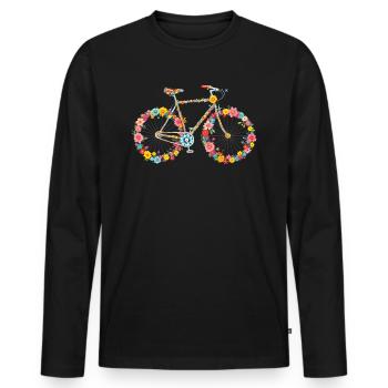 Sport Radfahren Blumen Frauen Radfahrerin - Männer Premium Bio Langarmshirt - Schwarz - Vorne - Nico (187cm)