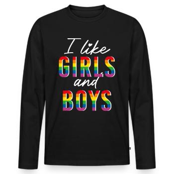 LGBTQIA+ I like girls and boysRegenbogen bi - Men's Premium Organic Long Sleeve Shirt - black - Front - Nico (187cm)