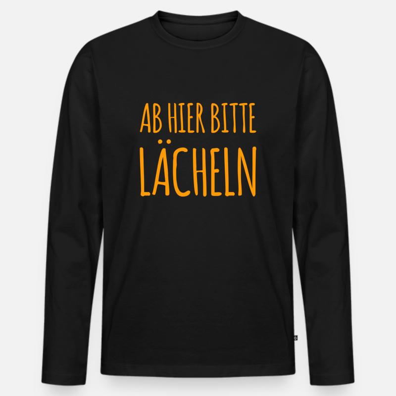 ab hier bitte lächeln - Männer Premium Bio Langarmshirt - Schwarz