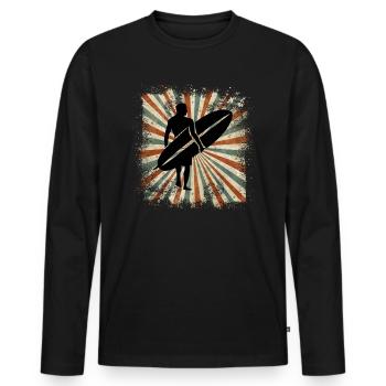 Surfing - Männer Premium Bio Langarmshirt - Schwarz - Vorne - Nico (187cm)