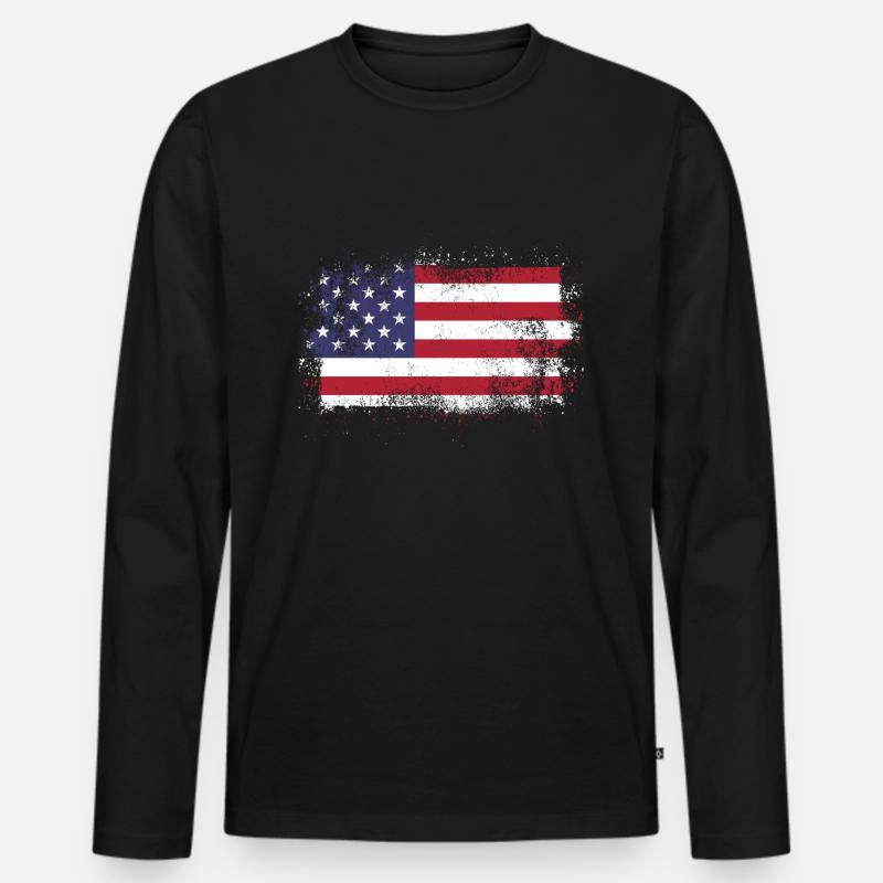 american flag - Männer Premium Bio Langarmshirt - Schwarz