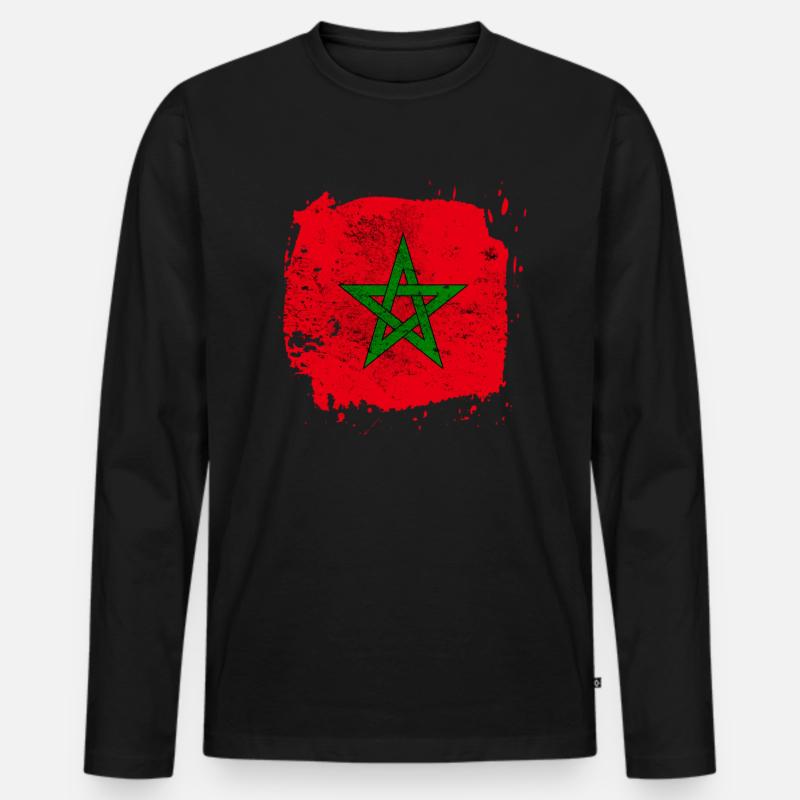 Marokko - Männer Premium Bio Langarmshirt - Schwarz
