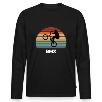 BMX - Men's Premium Organic Long Sleeve Shirt - black - Front - Nico (187cm)