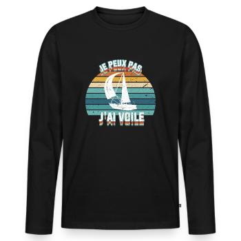 Je peux pas j'ai voile - T-shirt manches longues Premium bio Homme - noir - Devant - Nico (187cm)