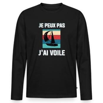 Je peux pas j'ai voile - T-shirt manches longues Premium bio Homme - noir - Devant - Nico (187cm)