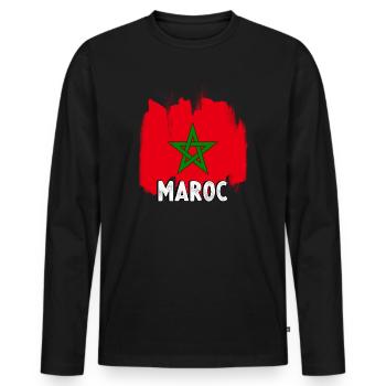 Marokko - Männer Premium Bio Langarmshirt - Schwarz - Vorne - Nico (187cm)