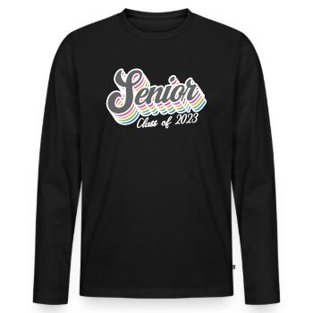 Cadeau de fête de remise des diplômes rétro de la classe senior de 2023 - T-shirt manches longues Premium bio Homme - noir - Devant - Nico (187cm)