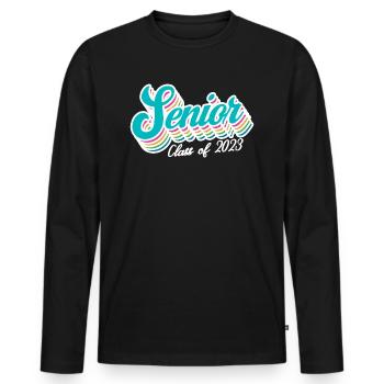 Cadeau de fête de remise des diplômes rétro de la classe senior de 2023 - T-shirt manches longues Premium bio Homme - noir - Devant - Nico (187cm)
