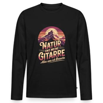 Natur und meine Gitarre - Männer Premium Bio Langarmshirt - Schwarz - Vorne - Nico (187cm)