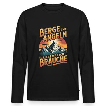 Angeln Fischen in der Natur lustiger Spruch - Männer Premium Bio Langarmshirt - Schwarz - Vorne - Nico (187cm)