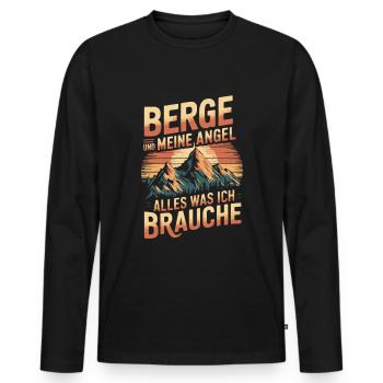 Angeln Fischen in der Natur lustiger Spruch - Männer Premium Bio Langarmshirt - Schwarz - Vorne - Nico (187cm)