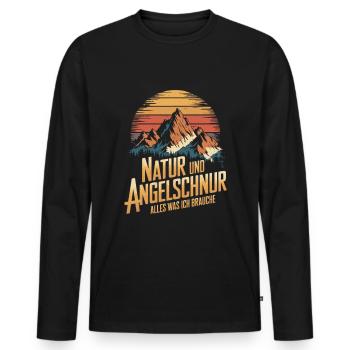 Angeln Fischen in der Natur lustiger Spruch - Männer Premium Bio Langarmshirt - Schwarz - Vorne - Nico (187cm)