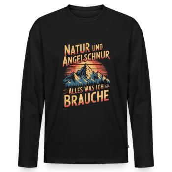 Angeln Fischen in der Natur lustiger Spruch - Männer Premium Bio Langarmshirt - Schwarz - Vorne - Nico (187cm)