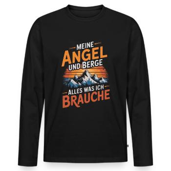 Angeln Fischen in der Natur lustiger Spruch - Männer Premium Bio Langarmshirt - Schwarz - Vorne - Nico (187cm)