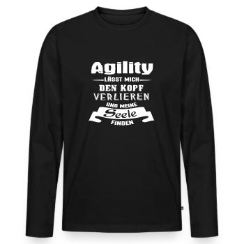 Agility - Seele - Männer Premium Bio Langarmshirt - Schwarz - Vorne - Nico (187cm)
