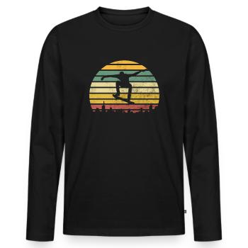 Skate Vintage Retro Skating Skateboard - Männer Premium Bio Langarmshirt - Schwarz - Vorne - Nico (187cm)