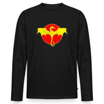 Drache - Männer Premium Bio Langarmshirt - Schwarz - Vorne - Nico (187cm)