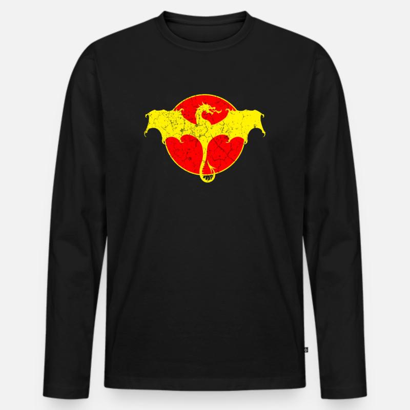 Drache - Männer Premium Bio Langarmshirt - Schwarz