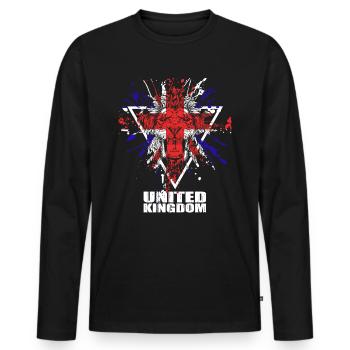 Royaume-Uni UK Union Jack - T-shirt manches longues Premium bio Homme - noir - Devant - Nico (187cm)
