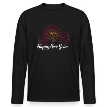 Happy New Year - T-shirt manches longues Premium bio Homme - noir - Devant - Nico (187cm)