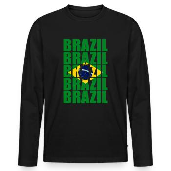 Brésil - T-shirt manches longues Premium bio Homme - noir - Devant - Nico (187cm)