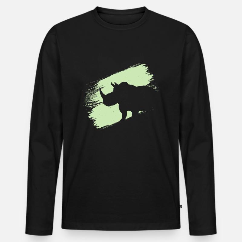 Nashorn - Männer Premium Bio Langarmshirt - Schwarz