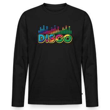 Musique disco - T-shirt manches longues Premium bio Homme - noir - Devant - Nico (187cm)